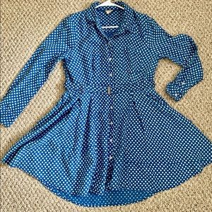 WORN ONCE: Anthropologie Holding Horses Blue Dot Chambray Shirt Dress: Size 16